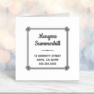 Corner Heart Shaped Knot Frame Address Self-inking Stamp