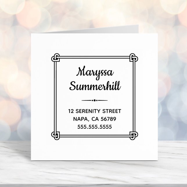Corner Heart Shaped Knot Frame Address Self-inking Stamp (Creator Uploaded)