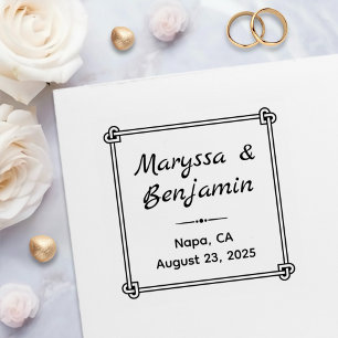 Corner Heart Shaped Knot Frame Wedding Self-inking Stamp