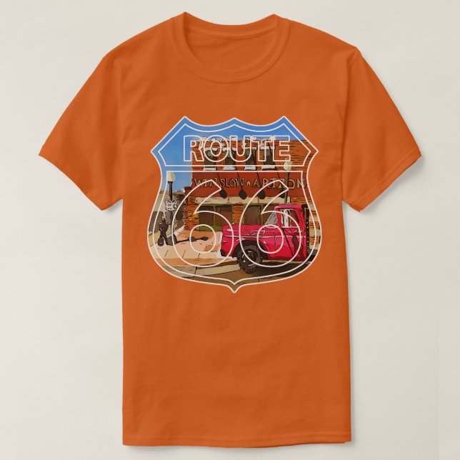 Corner in Winslow Arizona Route 66 Eagles song Tak T-Shirt (Design Front)