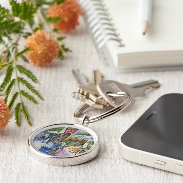 Corner of Flying Pig Farm and Wine a Bit. Key Ring (Side)