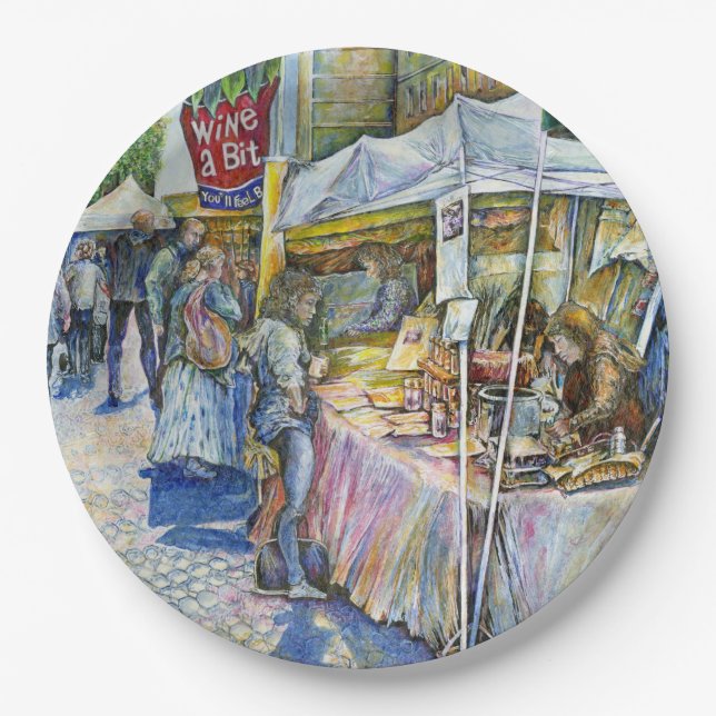 Corner of Flying Pig Farm and Wine a Bit. Paper Plate (Front)