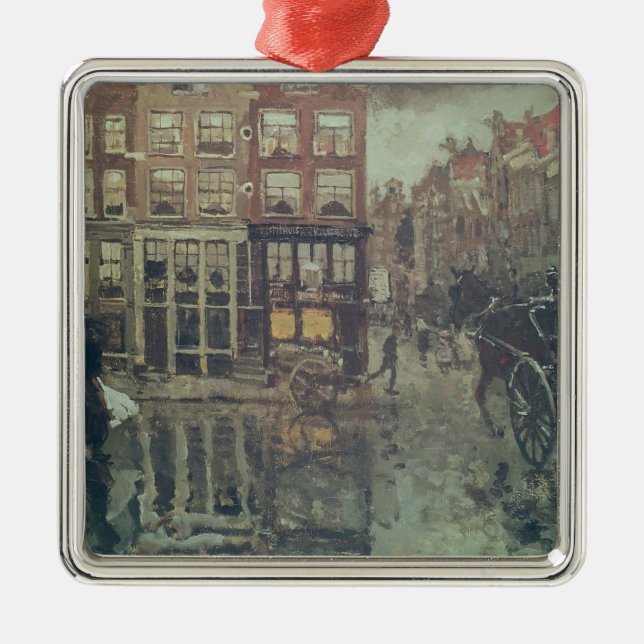 Corner of Leidsche Square, Amsterdam Metal Tree Decoration (Front)