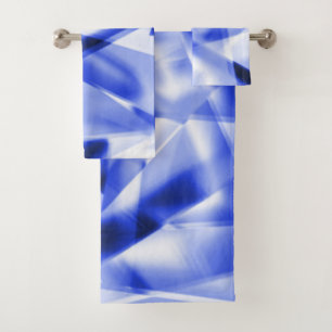Corner of square pieces of acrylic, blue to white bath towel set