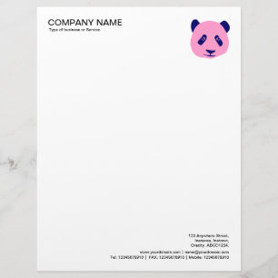 Corner Photo - Panda - Pink Custom Letterhead