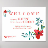 Corner Red Flowers Welcome Guest Wifi Password