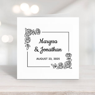 Corner Rose Flowers Bouquet Wedding Anniversary  Rubber Stamp