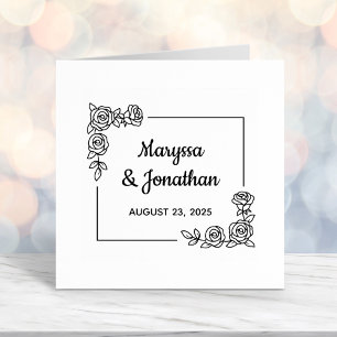 Corner Rose Flowers Bouquet Wedding Anniversary  Self-inking Stamp