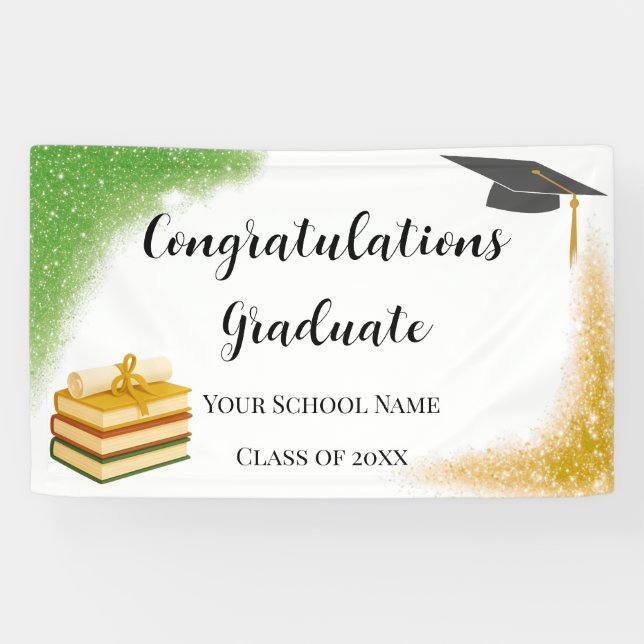 Corner Sparkle Accent Graduation Banner (Horizontal)