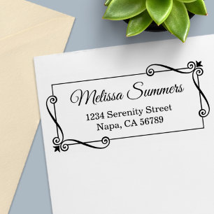 Corner Swirls Frame Return Address Self-inking Stamp