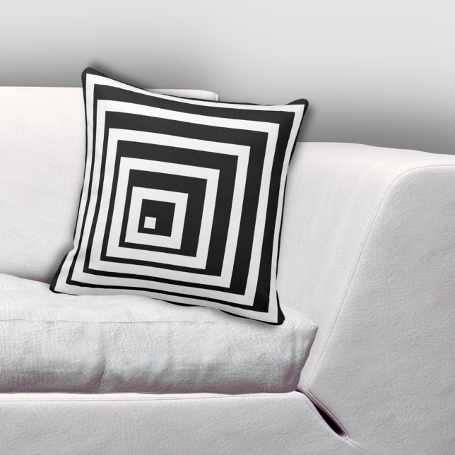 Cornered Black & White Light & Shadow Pattern Cushion (Cornered Black & White Light & Shadow Pattern Throw Pillow)