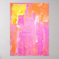 'Cornered' Pink and Orange Abstract Art