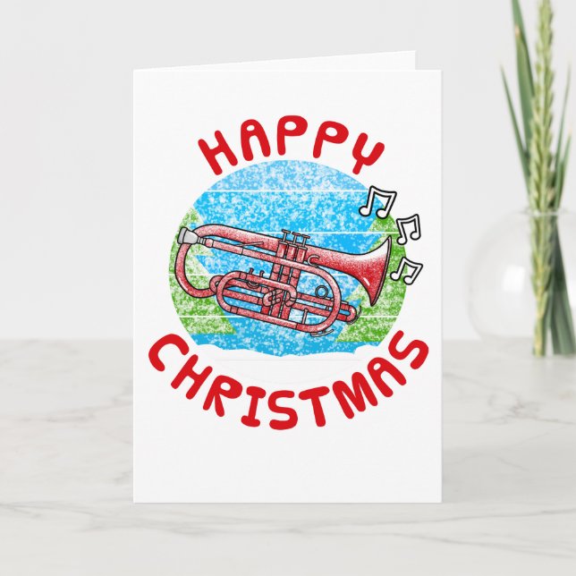Cornet Christmas Card Cornetist Brass Musician (Front)
