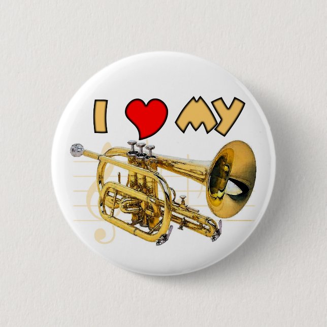 Cornet Love 6 Cm Round Badge (Front)