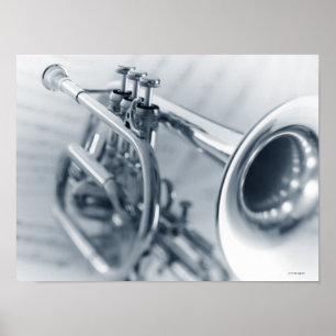 Cornet on Music Sheets Poster