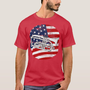 Cornet USA Flag Cornetist Brass Musician 4th July T-Shirt