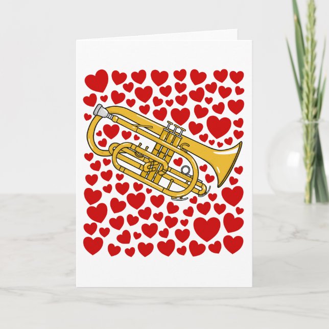 Cornet With Hearts Valentines Anniversary Card (Front)
