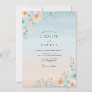 Cornflower Apricot Wildflower Wedding Invitation