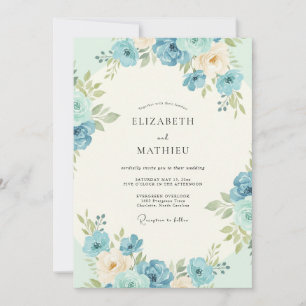 Cornflower Azure Blossom Wedding Invitation