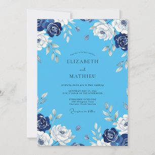 Cornflower Azure Painted Wedding Invitation