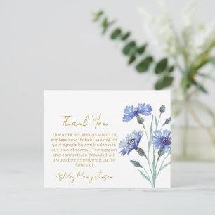 Cornflower Bereavement Thank You Card