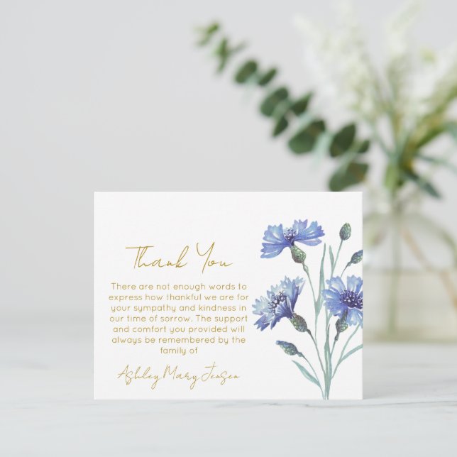 Cornflower | Bereavement Thank You Card  (Standing Front)