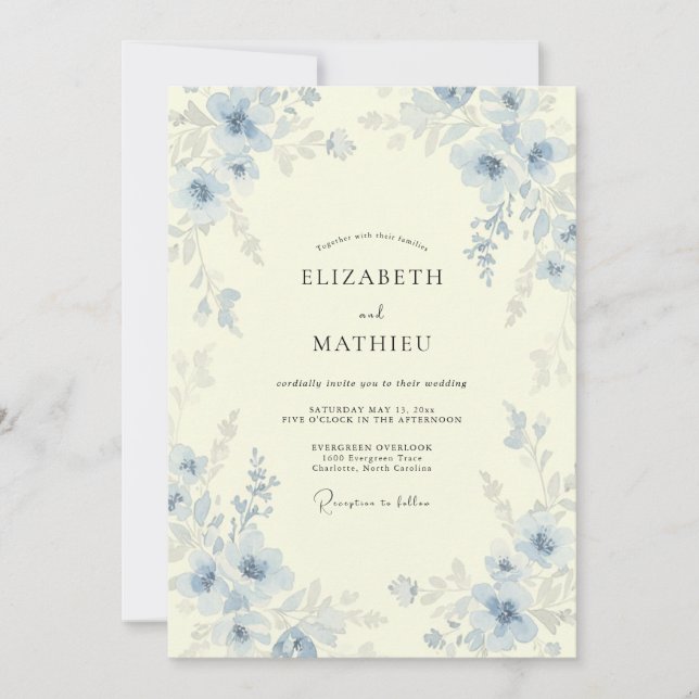 Cornflower Blossom Wedding Invitation (Front)