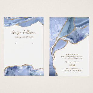 Cornflower blue agate jewellery display card