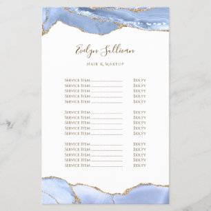 Cornflower blue agate price list flyer