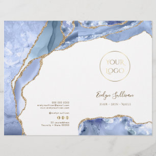 Cornflower blue agate service menu brochure