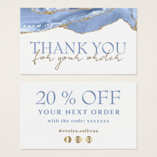 Cornflower blue agate thank you discount card