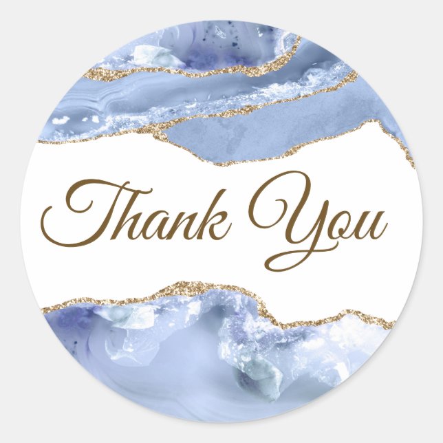Cornflower Blue Agate Thank You Sticker (Front)