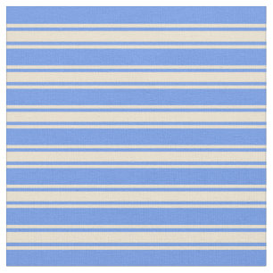 Cornflower Blue and Beige Striped/Lined Pattern Fabric
