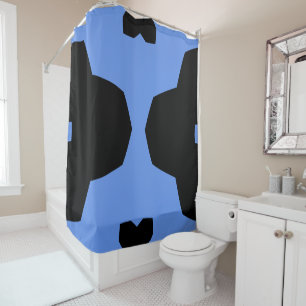 Cornflower Blue and Black Geometric Shower Curtain