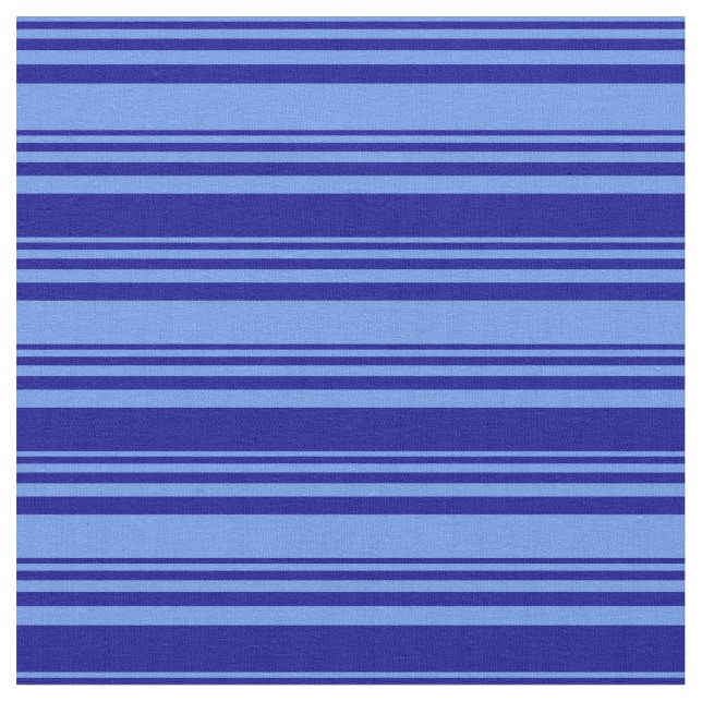 Cornflower Blue and Dark Blue Coloured Lines Fabric (Close Up)