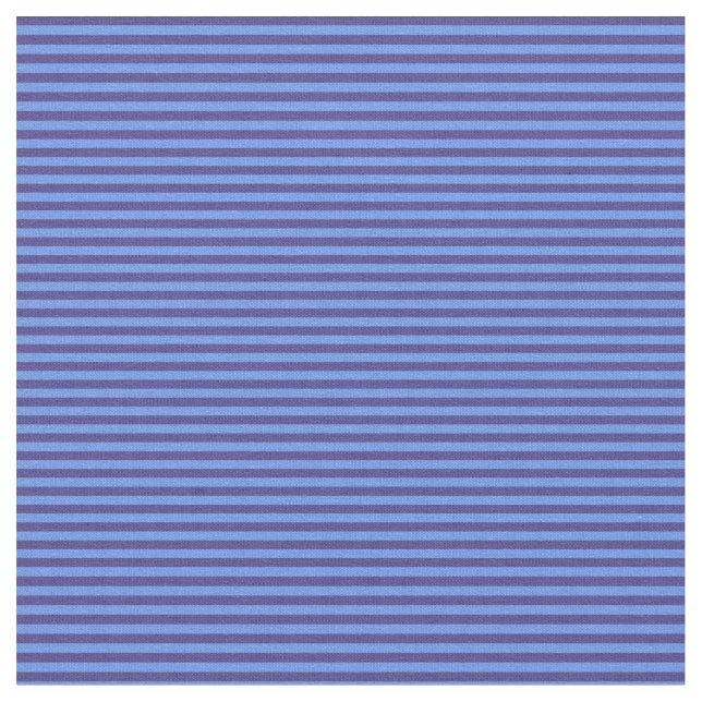 Cornflower Blue and Dark Slate Blue Stripes Fabric (Close Up)