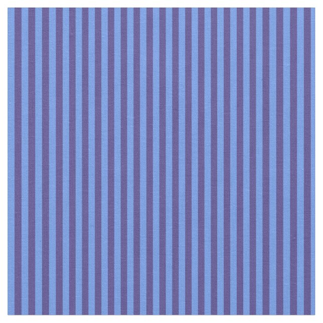 Cornflower Blue and Dark Slate Blue Stripes Fabric (Close Up)