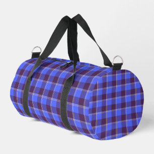Cornflower Blue and Livid Brown Plaid Duffle Bag