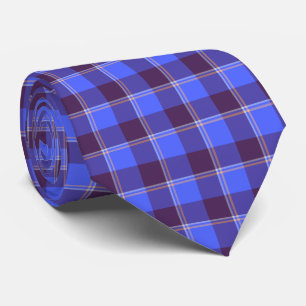 Cornflower Blue and Livid Brown Plaid Neck Tie