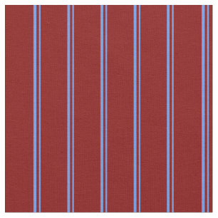 Cornflower Blue and Maroon Coloured Lines Fabric