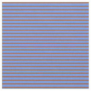 Cornflower Blue and Sienna Coloured Stripes Fabric