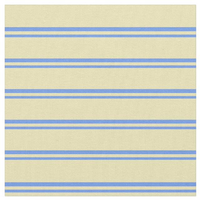 Cornflower Blue and Tan Coloured Striped Pattern Fabric (Close Up)