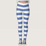Cornflower blue and white colour horizontal stripe leggings<br><div class="desc">Cornflower blue and white medium horizontal stripes Leggings.
Medium stripes : Style 1</div>