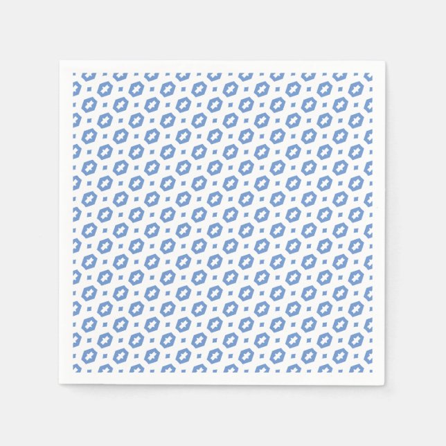 Cornflower Blue and White: Geometriana Napkin (Front)
