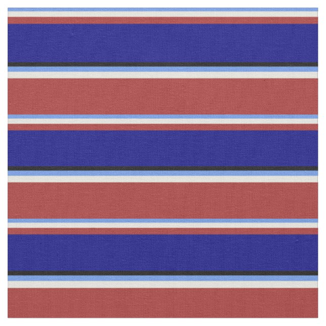 Cornflower Blue, Beige, Brown, Blue, and Black Fabric (Close Up)
