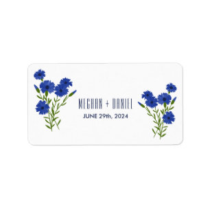 Cornflower Blue Botanical Wedding  Label