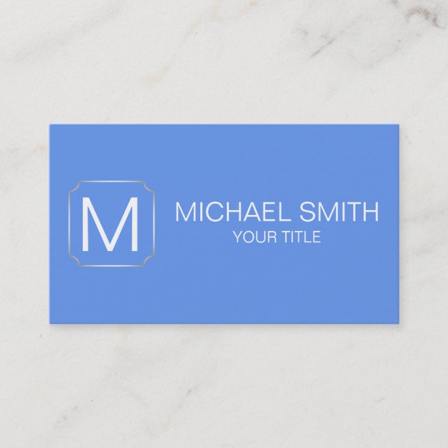 Cornflower blue colour background business card (Front)