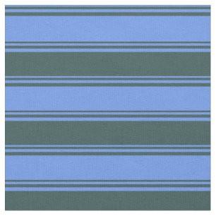 Cornflower Blue & Dark Slate Grey Coloured Stripes Fabric