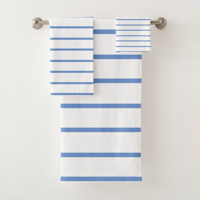 Cornflower blue Decorative stripe pattern Bath Towel Set (Insitu)