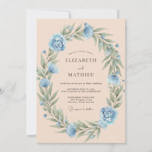 Cornflower Blue Delicate Spring Wedding Invitation